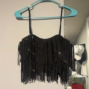 Black Fringe Top